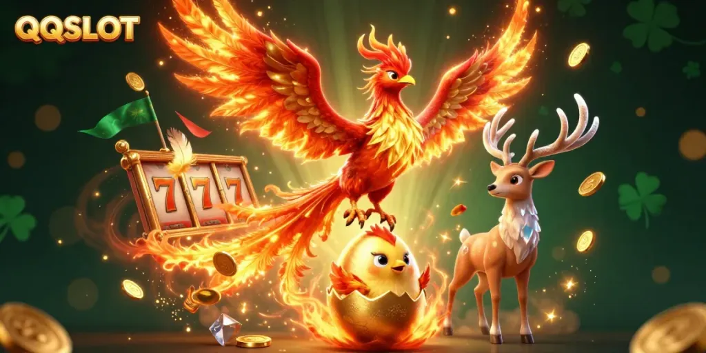 Experience the excitement of QQSLOT with dynamic symbols and glowing characters.