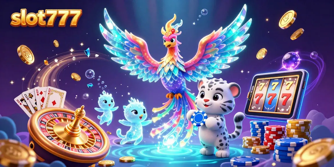 Spin slot777 reels and watch a vibrant scene with characters celebrating wins amidst cascading coins.