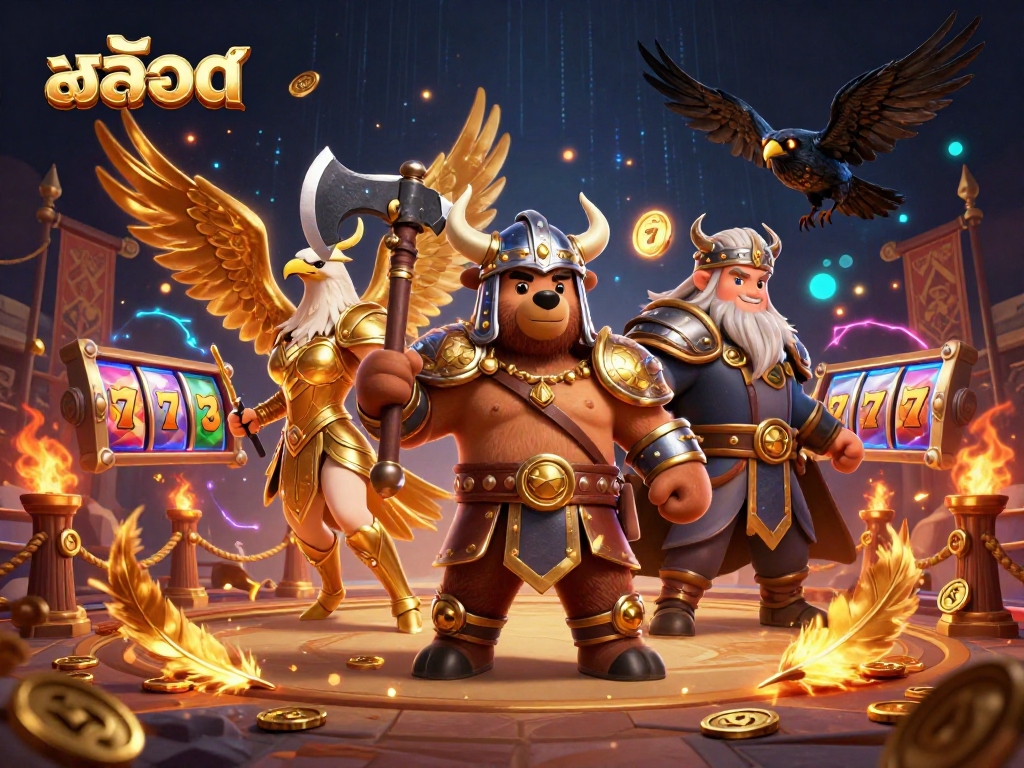Engage with สล็อต action in a vibrant 3D casino scene featuring dynamic game elements.